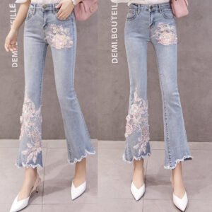 Korean spring and autumn three-dimensional flower jeans | 1080