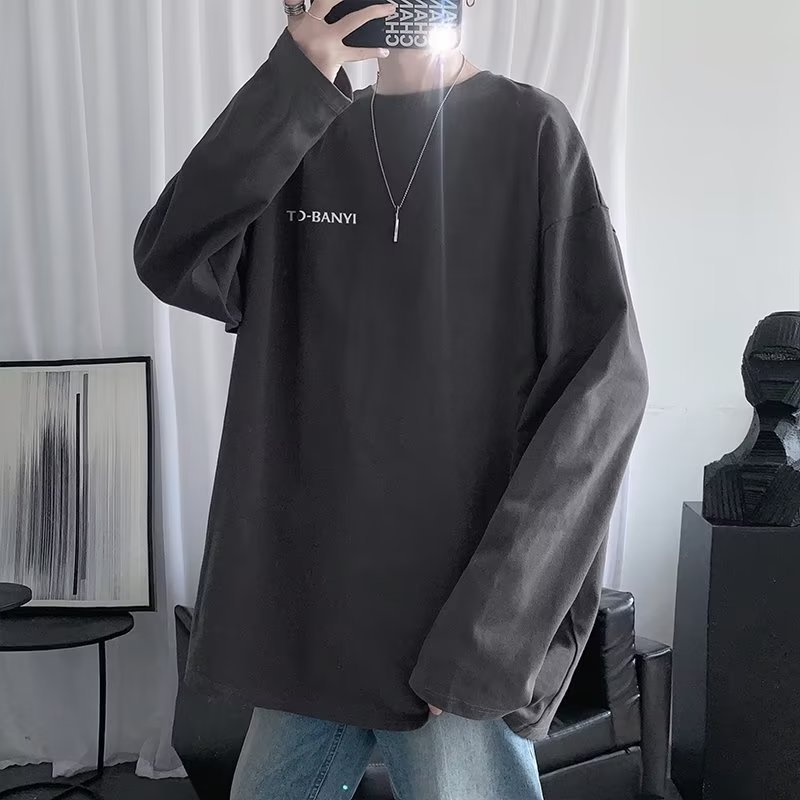 loose round neck couple bottoming shirt | 1088 - Image 3