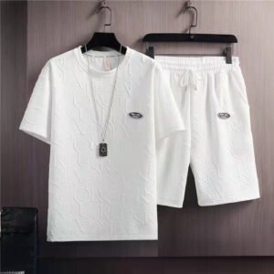 trendy all-match solid color casual short-sleeved T-shirt waffle top Korean style | 1054