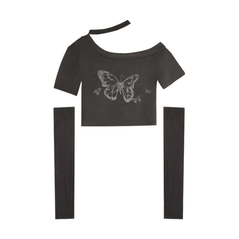 Threaded cotton sleeve T-shirt for women, | 1063 - Image 5