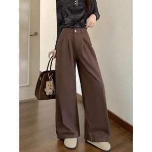 Loose Pleated Jeans Women's | 1084