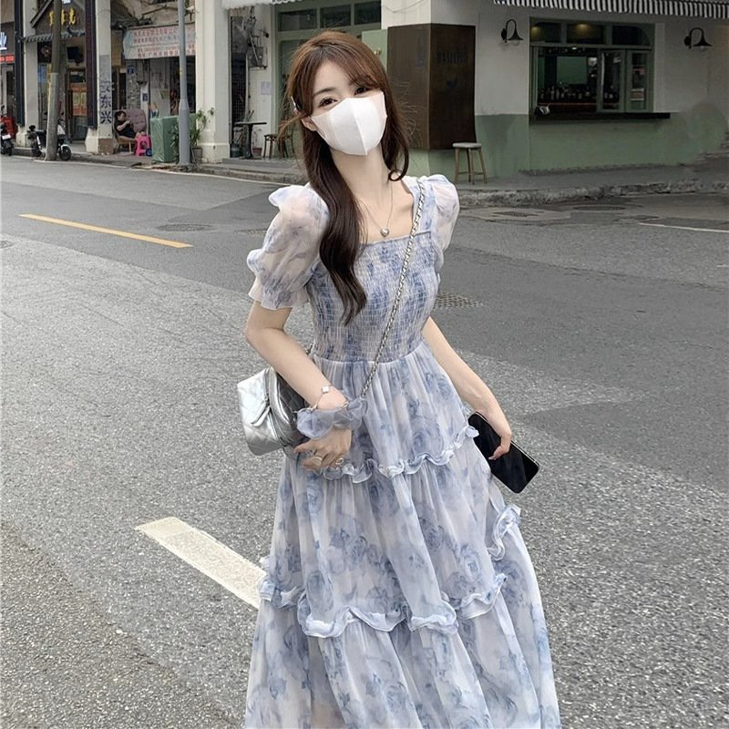Summer Floral New French Style Retro Waist-Controlled 2025 Slimming Dress Long Dress Super Mori Skirt New Chinese Style | 1005 - Image 2