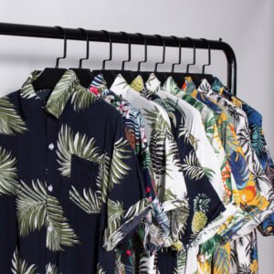 men's beach shirt surfing coconut tree short-sleeved floral shirt cotton | 1034