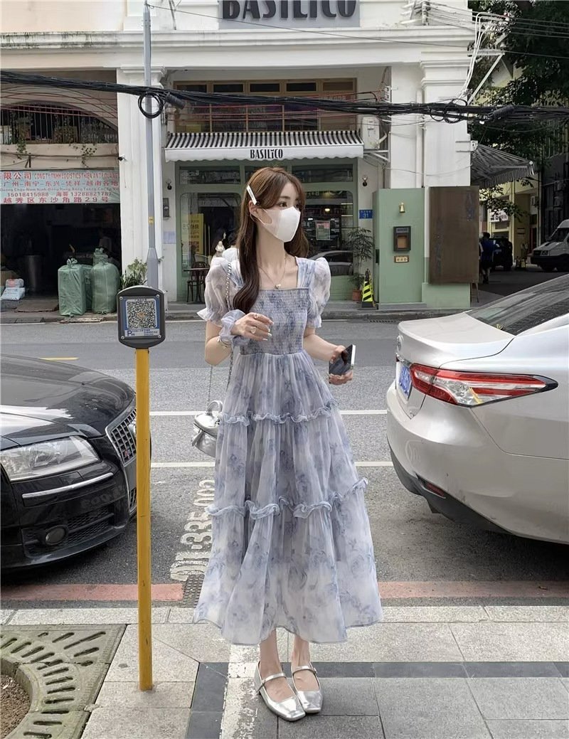Summer Floral New French Style Retro Waist-Controlled 2025 Slimming Dress Long Dress Super Mori Skirt New Chinese Style | 1005 - Image 8