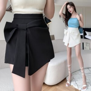 Bow design high waist feeling wide shorts small man skirt | 7010