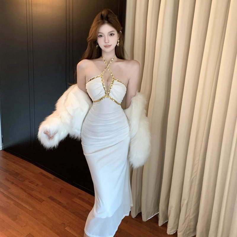 pure desire French dress hot girl celebrity style halterneck skirt | 8030