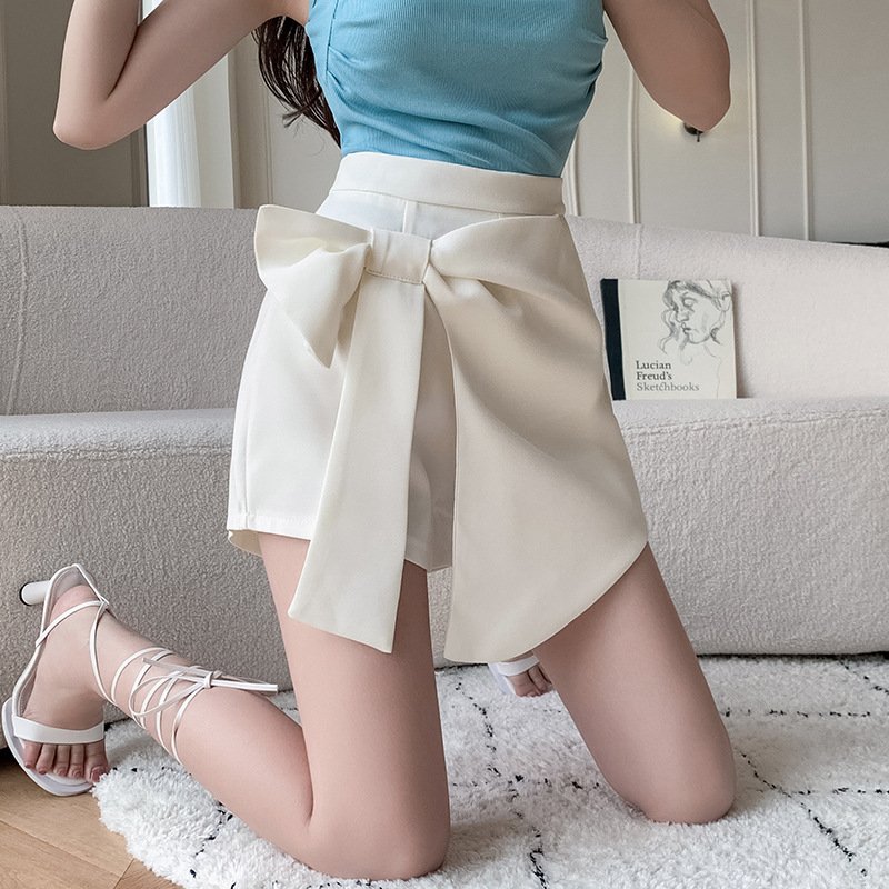Bow design high waist feeling wide shorts small man skirt | 7010 - Image 2