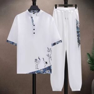 Ice silk suit men's summer thin Tang suit short sleeve casual large siz | 1108