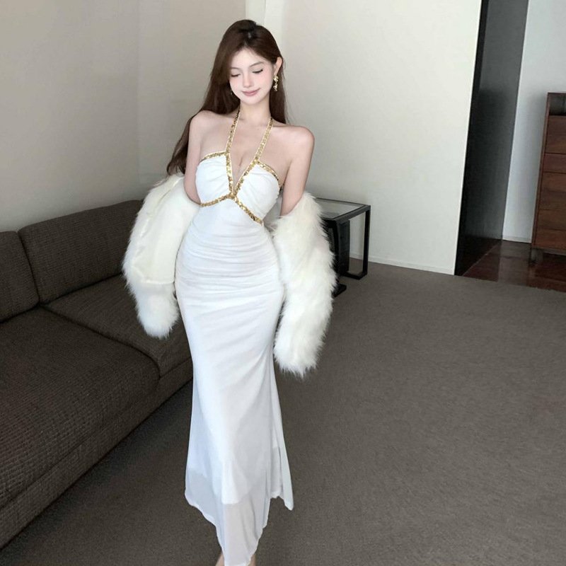 pure desire French dress hot girl celebrity style halterneck skirt | 8030 - Image 3