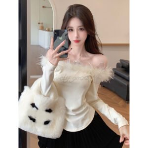 diamond long-sleeved shirt hot girl undershirt with top | 9013