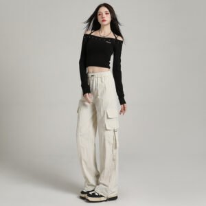 high-waisted casual wide-leg trousers, windproof and waterproof paratrooper pants tide | 7003