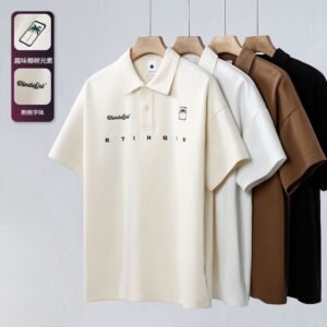 Cotton piqué lapel embroidered polo shirt | 8517