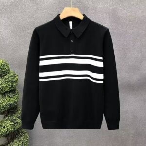 Spring New Men's Solid Color Long Sleeve Business Casual Polo Shirt | 8515