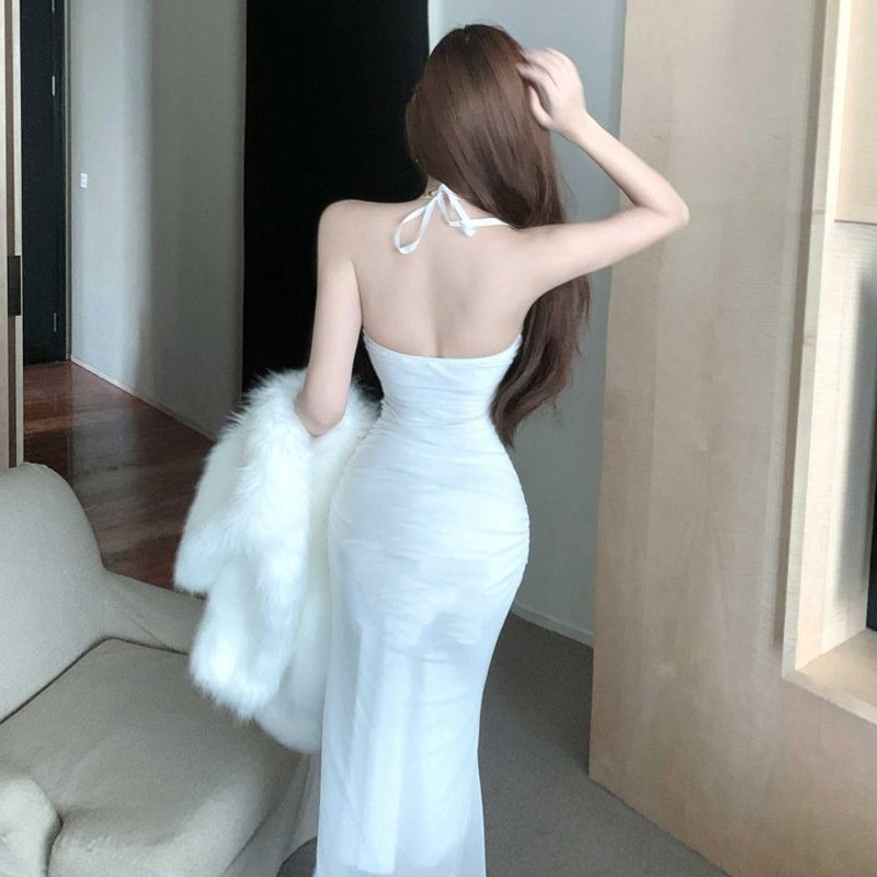 pure desire French dress hot girl celebrity style halterneck skirt | 8030 - Image 4