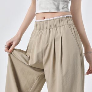 r lace stitching design sense of drape loose and thin wide-leg pants | 7002