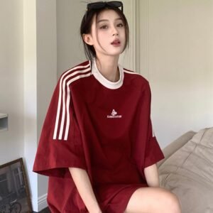 Cotton Korean version of the student design sense niche shoulder T-shirt | 8504