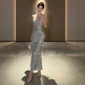 luxury evening dress, bridal toast dress, sexy backless dress | 8027