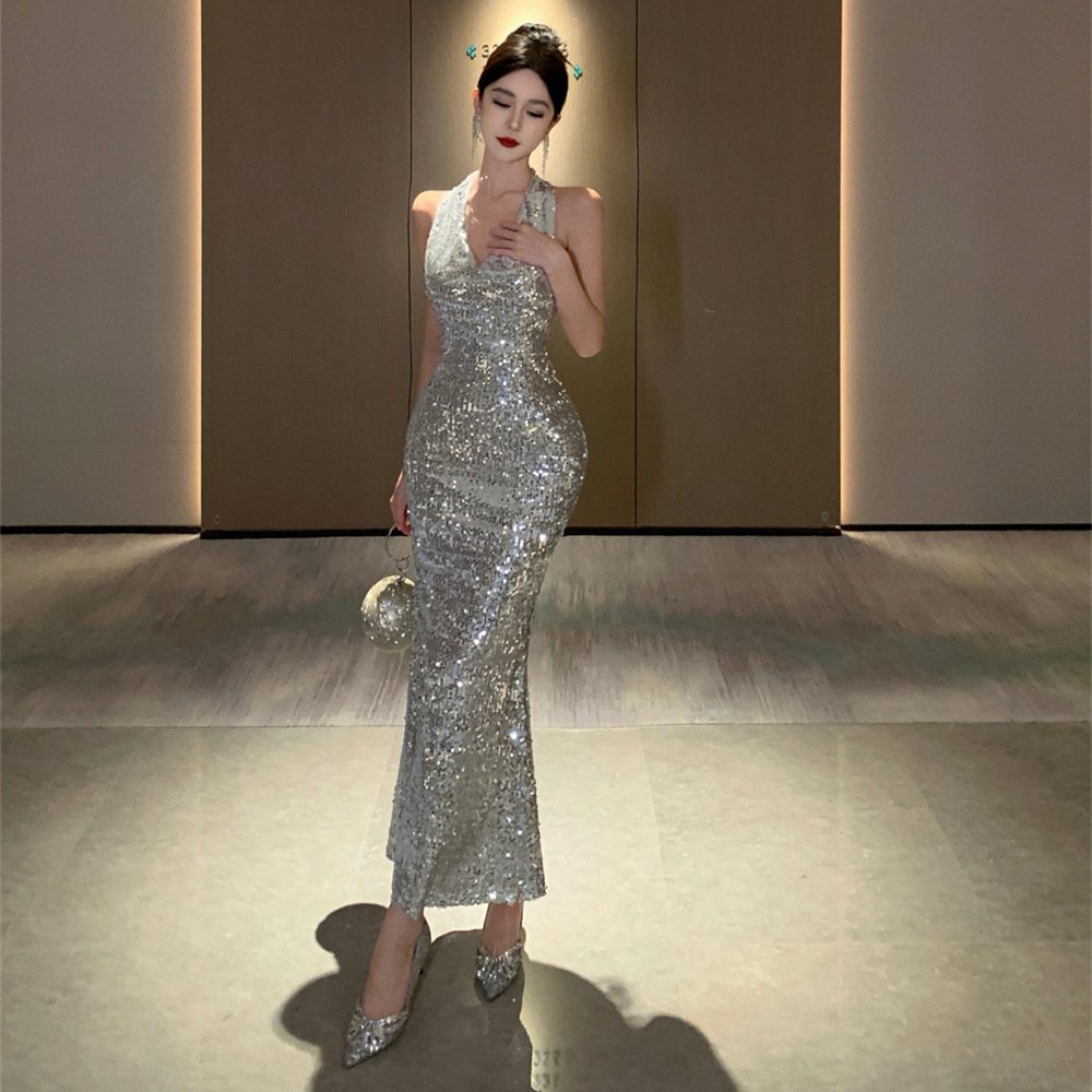 luxury evening dress, bridal toast dress, sexy backless dress | 8027