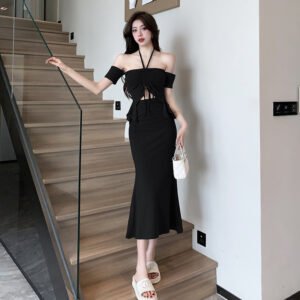 female summer pure desire style sexy halter neck tube top hip fishtail  | 1130
