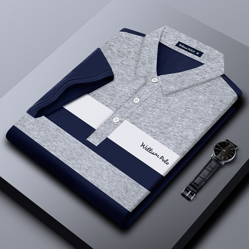 POLO shirt elastic polo shirt striped short-sleeved | 1096 - Image 3