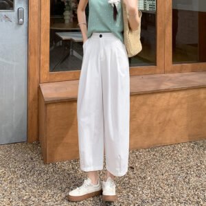 wash pants straight cropped harem women's pants | 7001