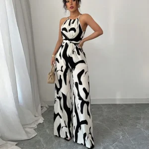 zebra print suspender jumpsuit | 1147