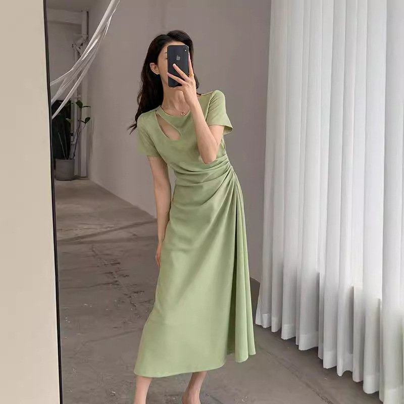 French temperament slim design waist Hepburn style long dress | 1135 - Image 4