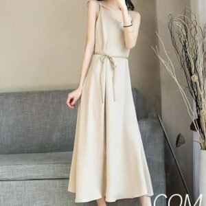 slim suspender skirt new summer fat MM round neck sleeveless dress | 1185