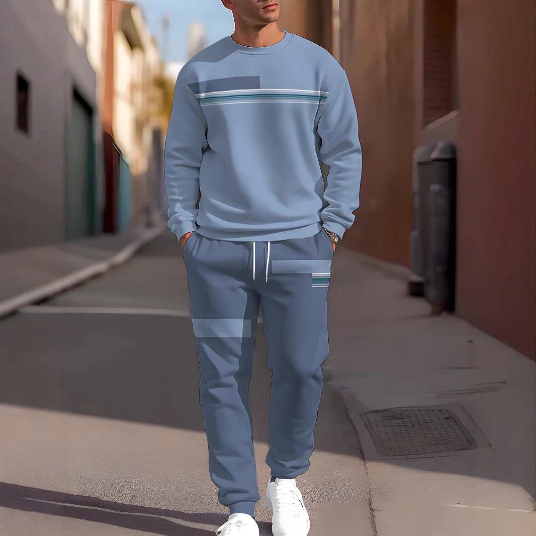 sports leisure men's round neck sweatshirt sweatpants suit | 1166 - Image 7