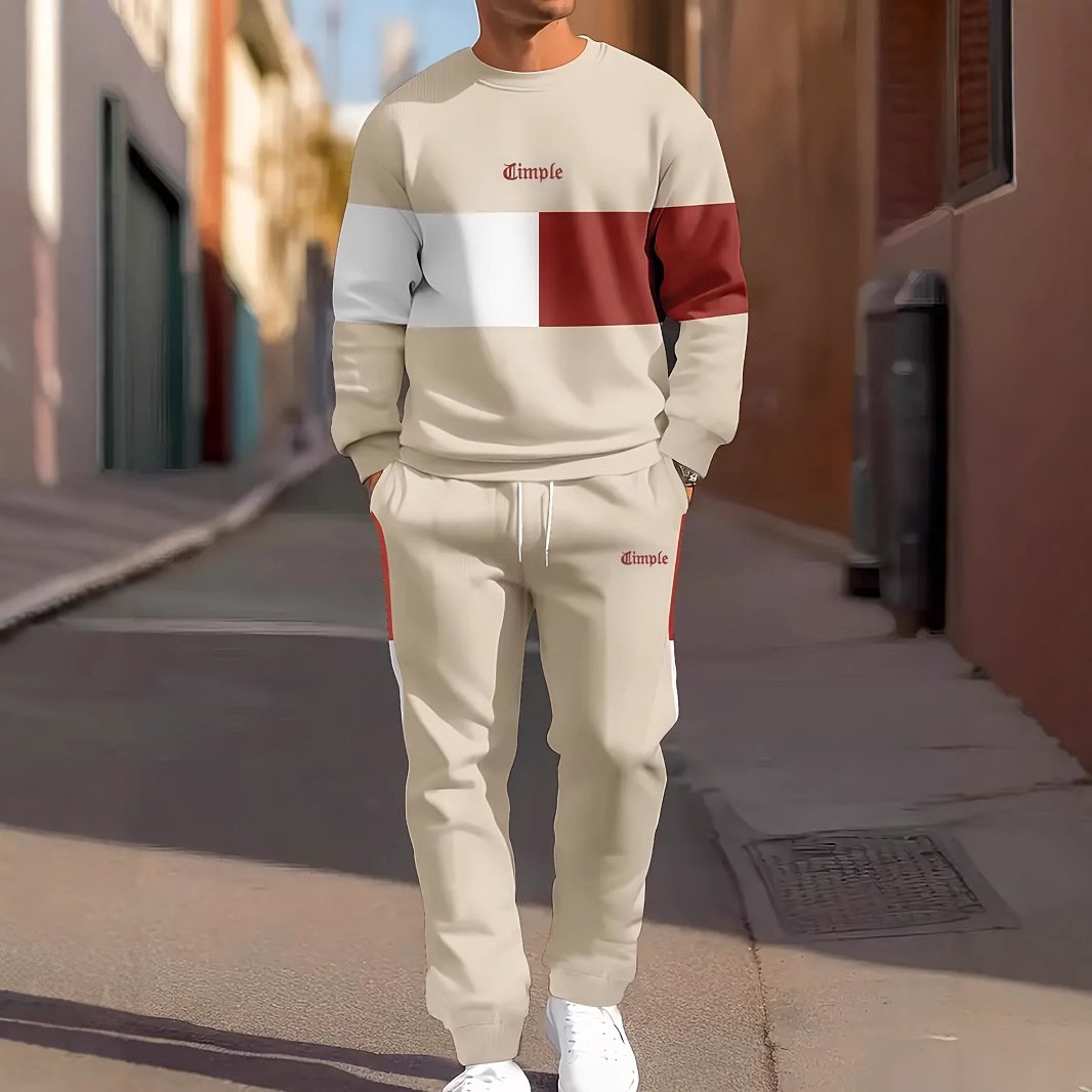 sports leisure men's round neck sweatshirt sweatpants suit | 1166 - Image 5