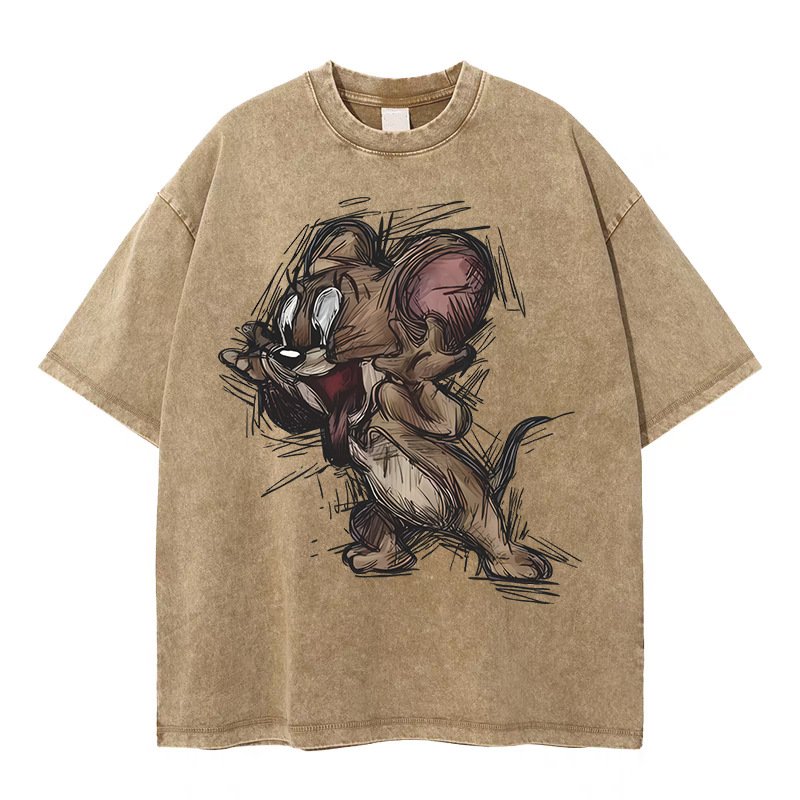 Short-sleeved Gothic print short-sleeved T-shirt high street ins loose washed | 1162