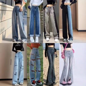 Loose Wide-legged Cowgirl Straight Leg Pants Women's Korean Version | 1151