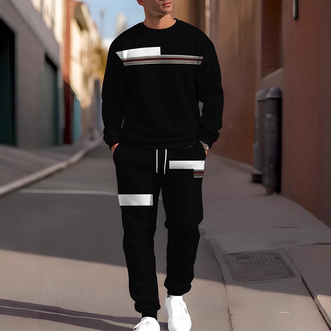 sports leisure men's round neck sweatshirt sweatpants suit | 1166 - Image 3