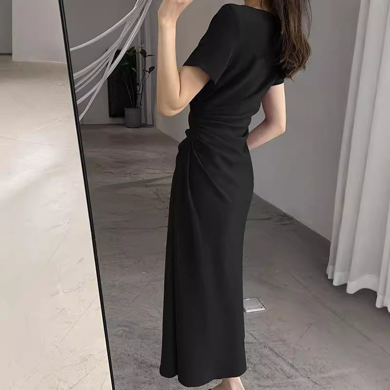 French temperament slim design waist Hepburn style long dress | 1135 - Image 2