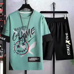 short-sleeved shorts suit Korean spring and autumn new graffiti personality fashion | 1140