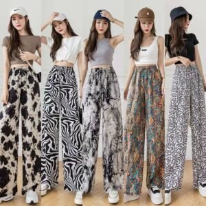 women's summer thin printing straight-tube mopping casual pants | 1170