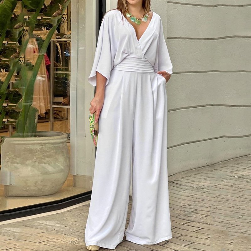 Women's Loose Waist Wide Leg Casual Jumpsuit | 1202 - Image 3