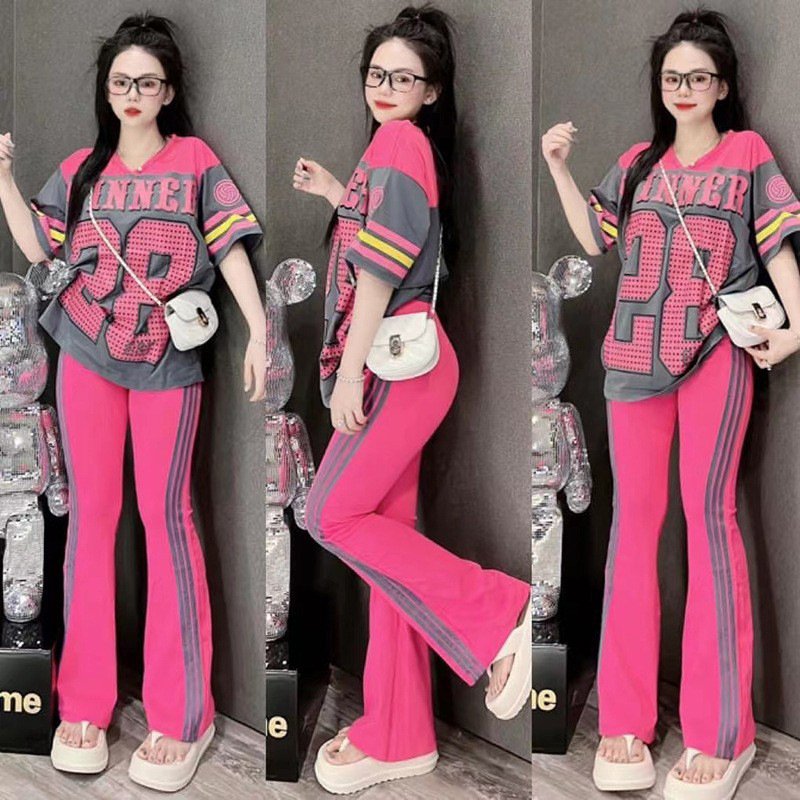 Kitty short-sleeved wide-leg pants printed two-piece suit | 1209 - Image 3