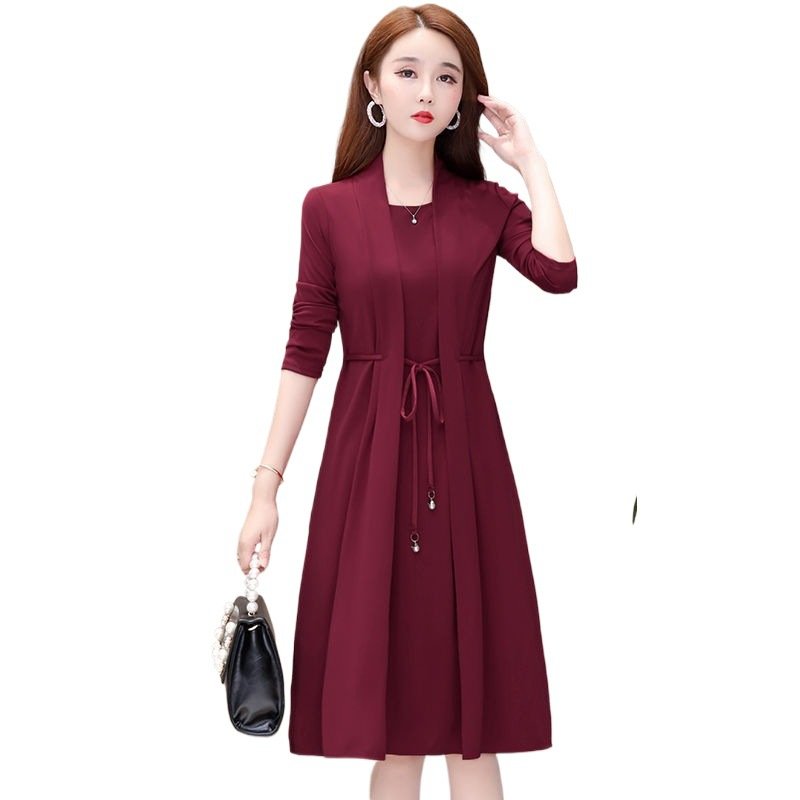 Fake Two-piece Dress Women's Slim Long Sleeves Rich Lady Noble Lady Western Style | 1191 - Image 5