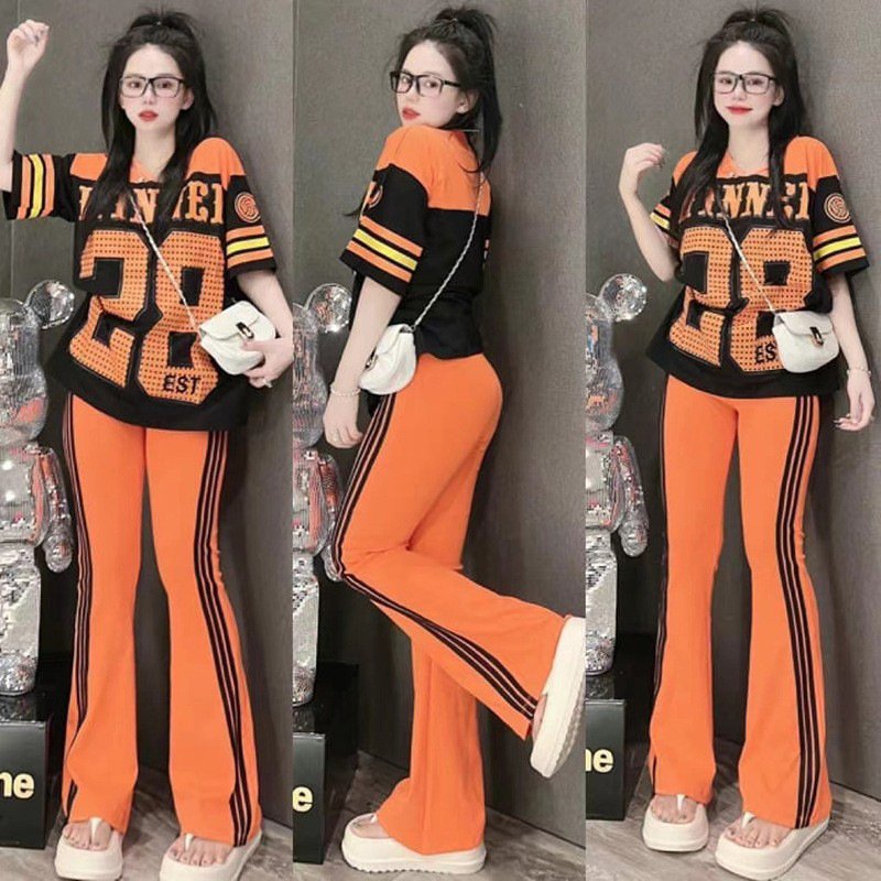 Kitty short-sleeved wide-leg pants printed two-piece suit | 1209 - Image 4