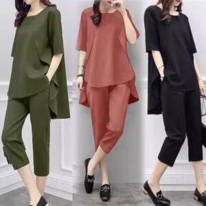 suit short-sleeved top casual cropped pants two-piece suit  | 1188