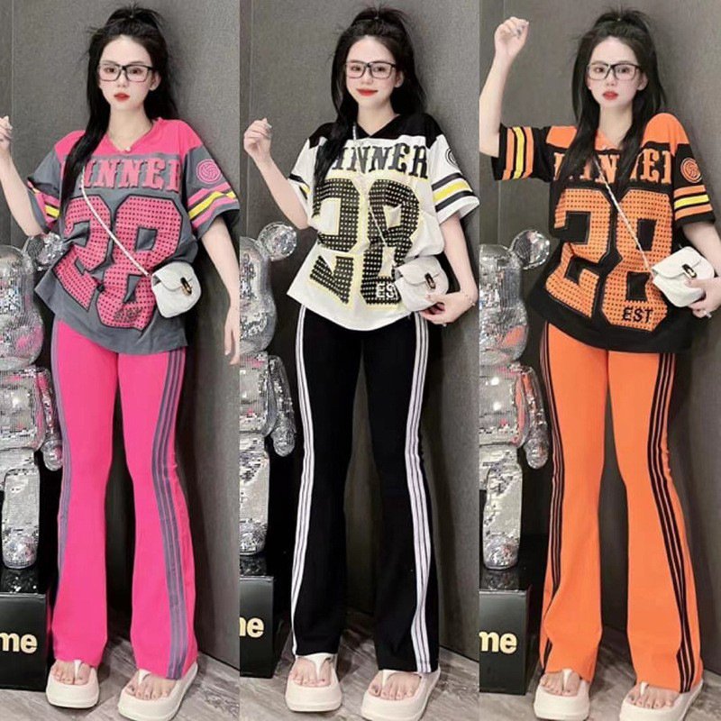 Kitty short-sleeved wide-leg pants printed two-piece suit | 1209 - Image 2