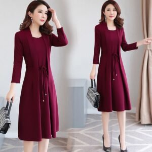 Fake Two-piece Dress Women's Slim Long Sleeves Rich Lady Noble Lady Western Style | 1191