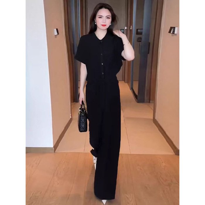 Short-sleeved Top Wide Leg Pants Slimming Two-piece Set | 1192 - Image 4